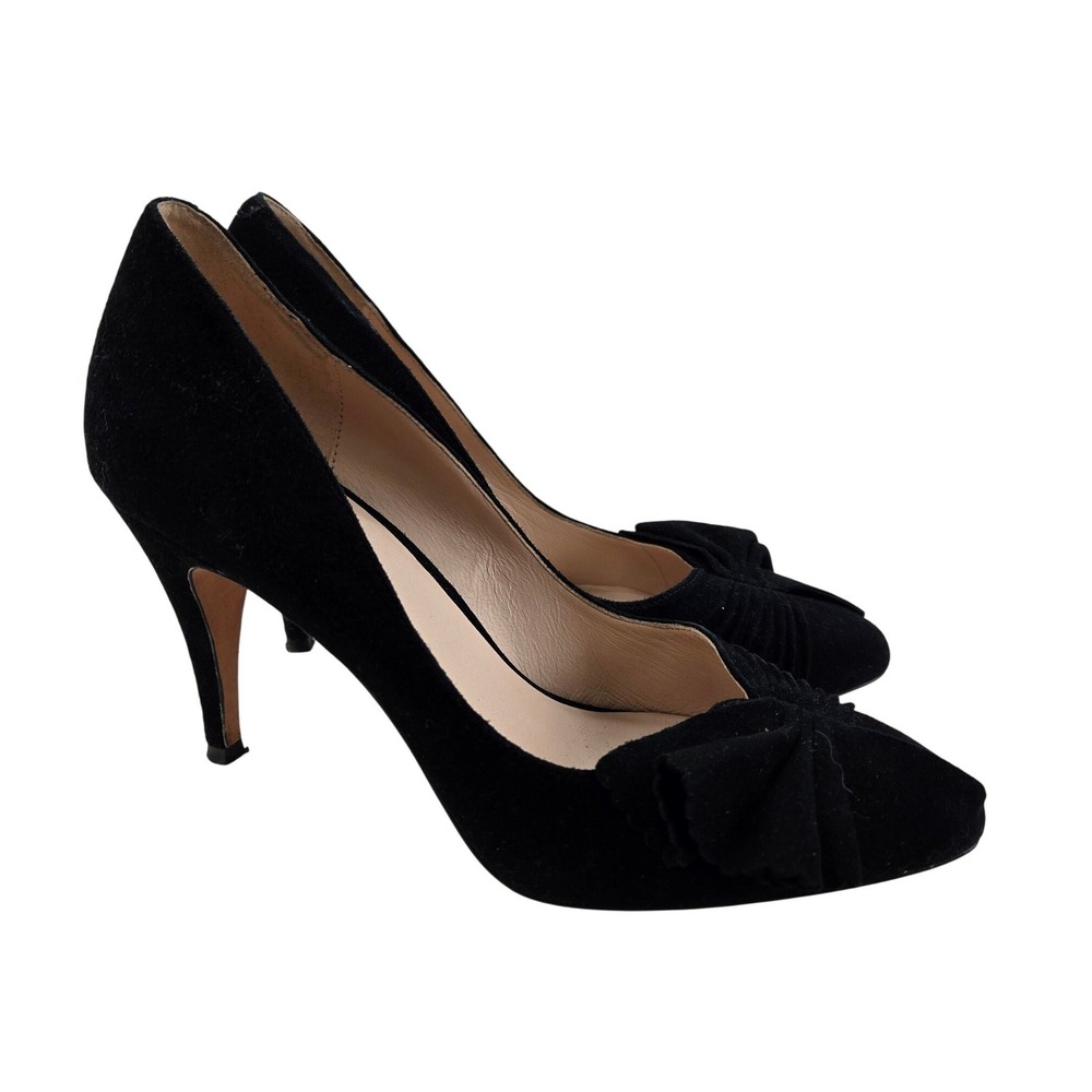 Kate Spade New York Alessia Black Suede Bow Pointed Toe Stiletto Pumps Womens 8M